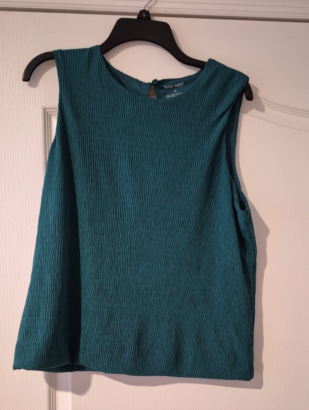 Nine West Teal Textured Sleeveless Shell